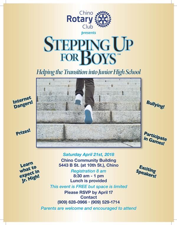 Flyer for the Stepping Up for Boys event on April 21, 2018 Flyer for the Stepping Up for Boys event on April 21, 2018